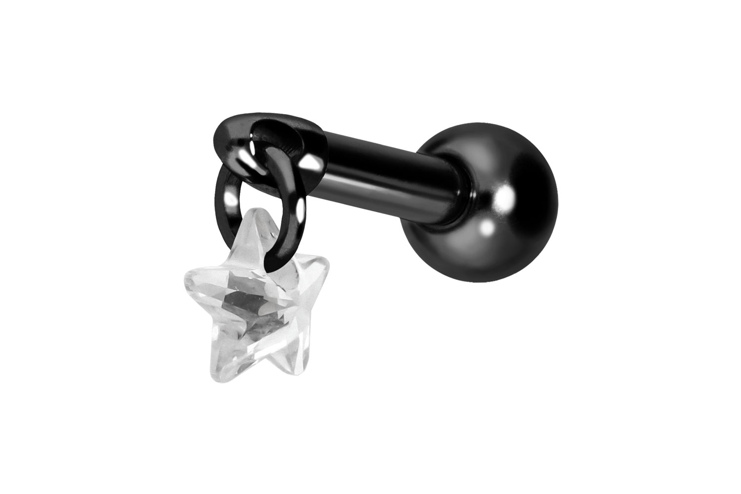 Titan Ohrpiercing mit Innengewinde KRISTALLSTERN